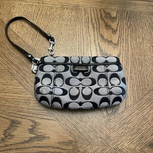 Coach Signature Black and Gray Wristlet